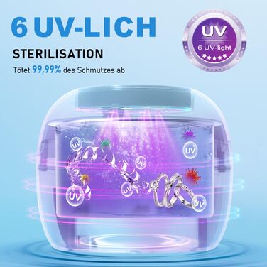Ультразвуковий очищувач для стоматології 50kHz, 250мл з УФ-лампою (6 ламп) для брекетів, кап, ретейнерів, зубних протезів, елайнерів та ювелірних виробів, чорний