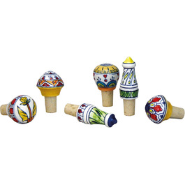 Bottle Stoppers, Wine Stoppers, Bottle Closures, Ceramic with Natural Cork Set/4 (GZ-816)