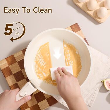 Набір посуду JEETEE 20 предметів з антипригарним покриттям та знімними ручками, для індукційних плит, штабельований, для дому та кемпінгу, жароміцний