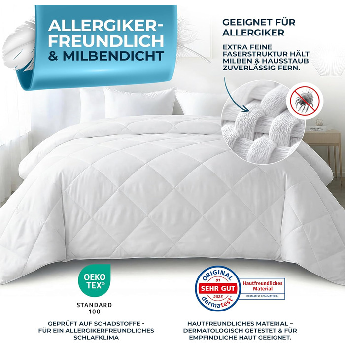 Літня ковдра Glückstoff® 135x200 см: сертифікована в Німеччині, з Öko-Tex наповнювачем, легка та дихаюча
