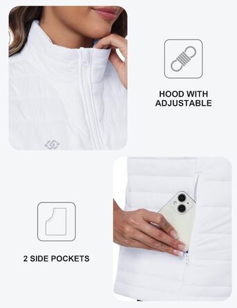 oFiz Steppweste Daen Leicht Weste Daunenweste Daen Ärellos: Легка степкова жилетка oFiz для туризму та подорожей (білий, L)