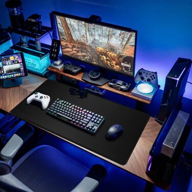 Килимок для миші ігровий RGB 800x300mm XXL, великий, з підсвічуванням 14 режимів, 7 LED кольорів, вологостійкий, антиковзкий, для комп'ютера PC, професійний, чорний