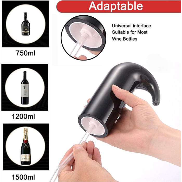 Electric Wine Aerator Pourer, Portable One-Touch Wine Decanter and Wine Dispenser Pump for Red and White Wine Multi-Smart Automatic Wine Oxidation Dispenser, USB Rechargeable