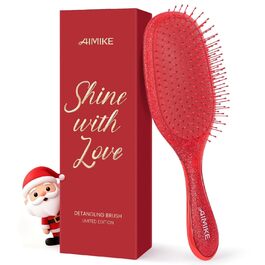 Щітка для волосся AIMIKE без пошкоджень, розпушувач з м'якими щетинками, безболісна розпушувальна щітка для складних вузлів, особливо делікатна до тонкого волосся, ідеальна для догляду за шкірою голови та масажу. Подушка-щітка LuxeSilk (Блискуча рубінова подушка-щітка)