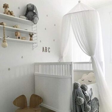 OldPAPA Kids Canopy Bed Canopy Baby Bed Mosquito Net Princess Playroom Decor Dome Premium Yarn Netting Curtains, White