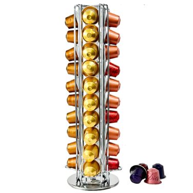Підставка для капсул Nespresso, обертова, на 40 капсул, срібна