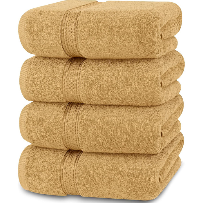 Набір з 4 преміум рушників для ванної Utopia Towels, 68x137 см, 100% бавовна, 600 г/м², швидковисихаючі та дуже вбираючі, для щоденного використання, бежеві