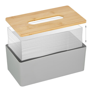 Relaxdays Grey Towel Box with Bamboo Lid