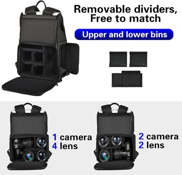 Рюкзак для камери Cwatcun: водонепроникний фоторюкзак для дзеркальних та бездзеркальних камер Sony, Canon, Nikon з об'єктивами та штативом. Білий.