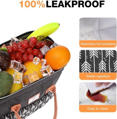 Термосумка Lekesky для жінок: ізольована ланч-бокс, 11л, чорна