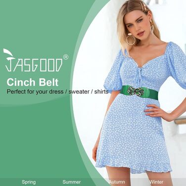 Жіночий широкий еластичний пояс JasGood (4 шт) - чорний, коричневий, бежевий, зелений - для талії 60-87 см