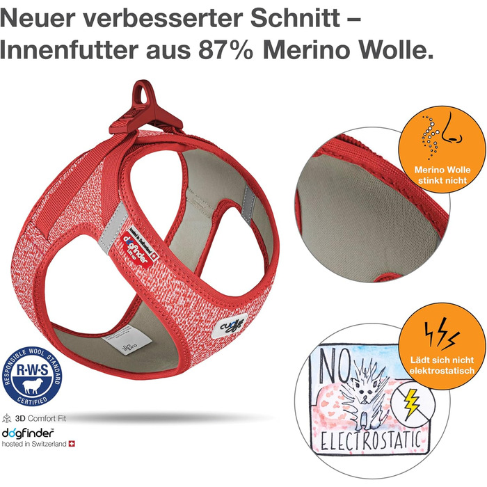 Шлейка для собак Merino curi Casp Back (2XS, Червоний)