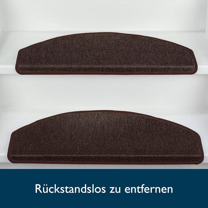 Beautissu Non-Slip Stair Treads - 55x15 cm - 15 Pack - Self-Adhesive Indoor Stair Mats - Carpet Stair Treads for Narrow Stairs - ProStair - Dark Brown