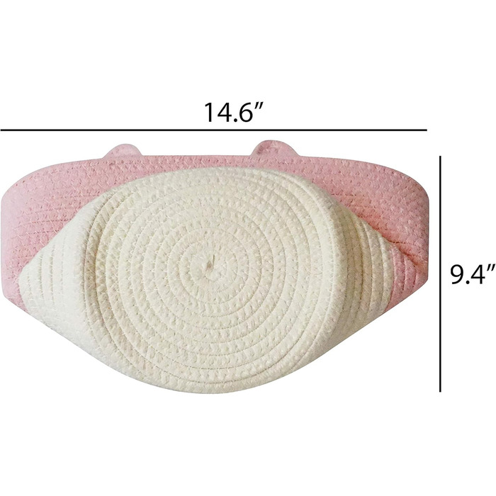 Милий маленький кошик з бавовняного шнура T&T Homewares для зберігання, прання, дитячої кімнати, іграшок, кота, собаки, рослин, рожевий заєць