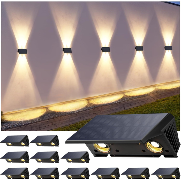 Сонячна вулична лампа IIRARA для саду, балкону, тераси, сходин. 4 LED, IP67, вологостійка, тепле біле світло, набір 4 шт.