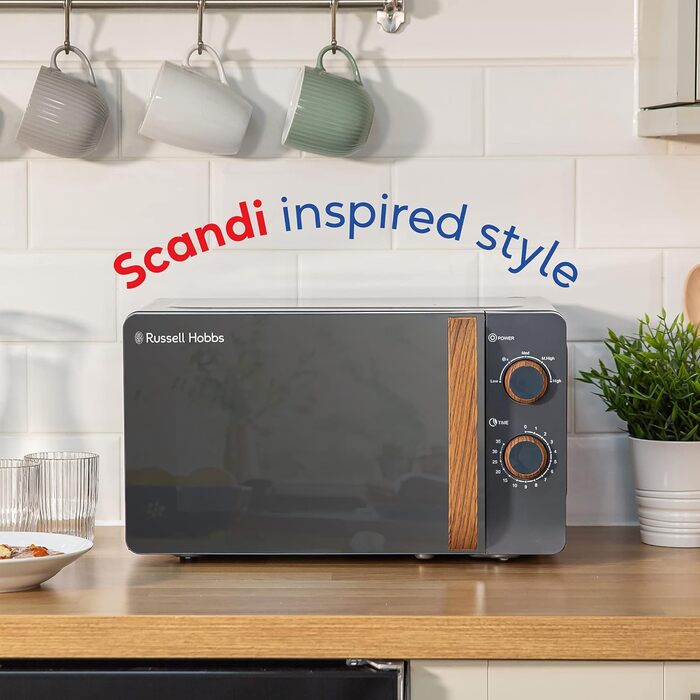 Мікрохвильова піч Russell Hobbs RHMM713G: 17 л, 700 Вт, сірий колір, стильний дизайн, функція розморожування