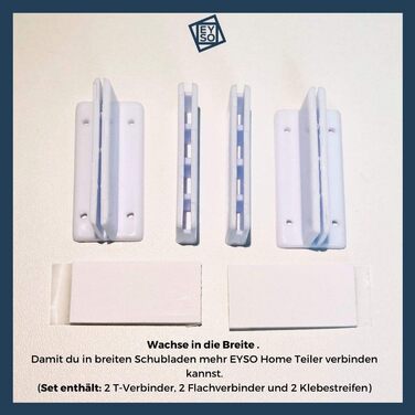 EYSO Home® Drawer Dividers Set of 33x7 cm including Connectors – fits perfectly into your drawer [extend, shorten, divide] - the organizational system (1, T-Set)