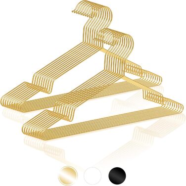 ROW&LINE® – Metal Clothes Hangers (42 cm) – 20 Pieces (Gold) – Space-Saving Clothes Hangers for Adults – Suitable for Heavy Clothing – Wire Clothes Hangers for Order & a Uniform Look