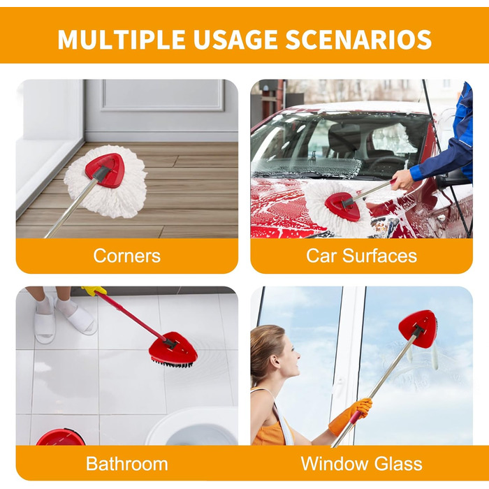 YZJAJZY Replacement Mop Heads for O-Cedar EasyWring 1 Tank Spin Mop System, Microfiber Replacement Mop Head with 2 Microfiber Mop Head Refills, 1 Scrub Brush, and 1 Mop Base Set Combo