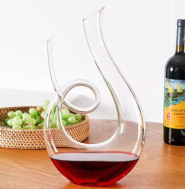 Wine Carafe - 100% Lead-Free Crystal Glass Wine Carafe Hand-Blown Red Wine Decanter Carafe (Spiral)