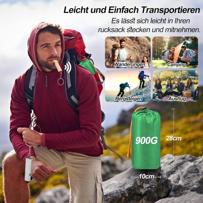 Isomatte HVIERO Саморозкладається, надувна, з насосом, для кемпінгу, туризму, рюкзака, зелена