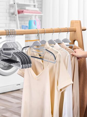 20 шт. Плечі для одягу HOUSE DAY з пластику - протиковзкі, для мокрого та сухого одягу, обертаються на 360°, міцні, сірі (з чорною гумовою смугою)