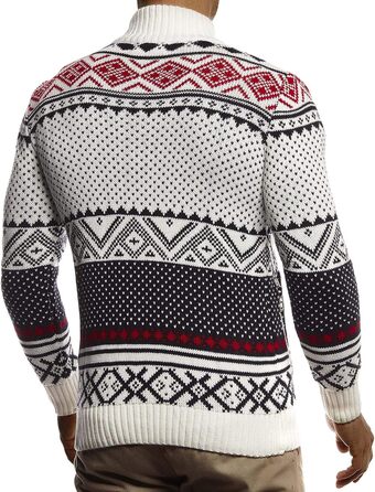 Чоловіча в'язана куртка Leif Nelson з коміром-стійкою, зимова куртка, тепла куртка для відпочинку, чоловіча куртка, норвезький стиль, грубий в'язок, Slim Fit, LN20759, S, Екру