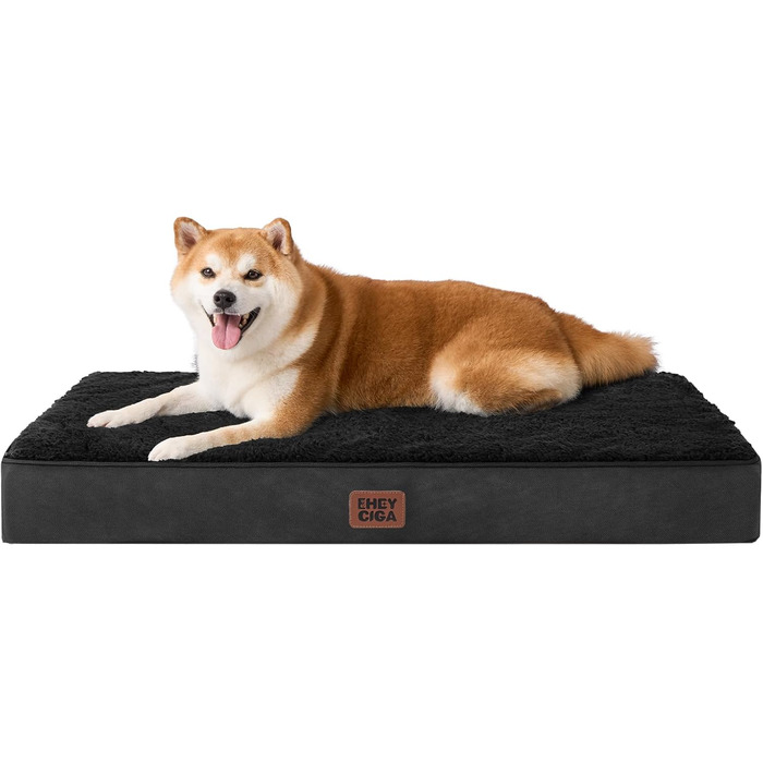 Ортопедичне ліжко для собак середніх порід EHEYCIGA 89x58x9 см, м'яке, миється, для переноски, чорне