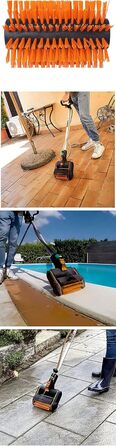 WORX WG441E.9 20V Cordless Multi-Brush - multifunctional surface brush for cleaning stone & wood surfaces & weed removal - integrated water connection - PowerShare compatible - without battery & charger (stiff brush for stone/concrete surfaces)