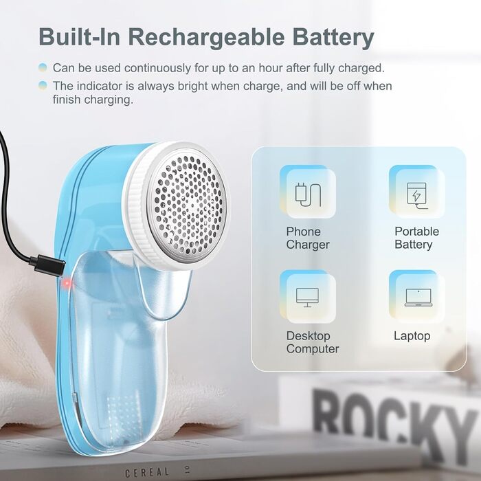 Електричний видальник ворсу для одягу та килимів, USB, 3 леза