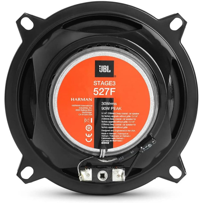 Автомобільна акустика JBL Stage3 527F 200 Вт, 2-смугові динаміки 13 см (5,25''), комплект 2 шт, без захисної решітки