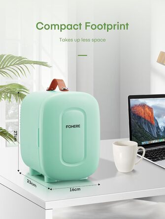 Міні-холодильник FOHERE 5л для косметики та напоїв з USB-живленням, 220V/12V, для спальні, офісу, авто (зелений)