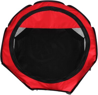 Клітка-манеж для домашніх тварин, автоматична, складна, знімний дах, для собак та котів, сітчаста тканина, захист від сонця, червона, 81 x 45 см