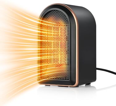 Електрична теплова гармата 2000W з пультом керування, 58 см, 70° обертання, 3D-полум'я, LED-дисплей, ECO-режим, таймер 12 годин - для дому, чорна