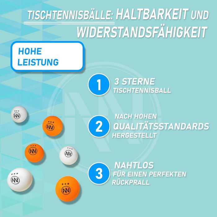 NIRBUN Table Tennis Set with Adjustable Net - Professional Table Tennis Paddles & 3-Star Ping Pong Balls - Portable Set for 2 Players
