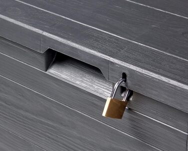 Скриня для зберігання Ondis24 Madera Mini 90 л, дерев'яний дизайн, з замком, для подушок, антрацит