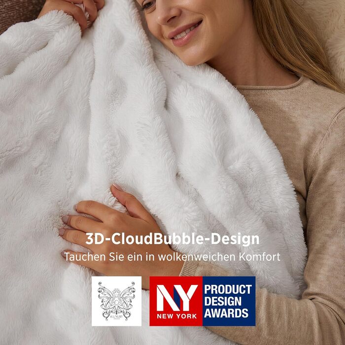 Електрична грілка-ковдра BEDSURE для обігріву ліжка, 130x180 см, біла — м'яка тепла ковдра для затишку