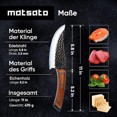 Ніж кухарський Matsato, 15 см – оригінальний кухонний ніж для нарізання та подрібнення