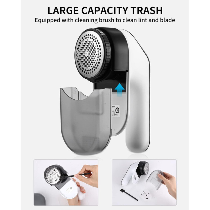Електричний триммер для одягу Zawaer, 2000 mAh, видалення котушок, 3 швидкості, для одягу та меблів