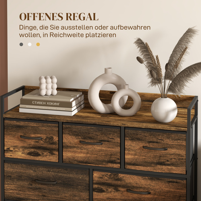 HOMCOM 7-Drawer Fabric Storage Chest of Drawers, Anti-Tip, Storage Cabinets, Sideboard, MDF, Brown
