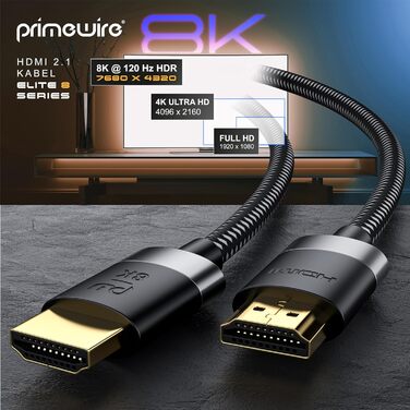 HDMI 2.1 кабель 1.5м - 8K@60Hz/120Hz, 4K@240Hz, HDR, Ethernet, ARC, для PS4/Xbox, UHD II, 8K, 4K, 1.5м