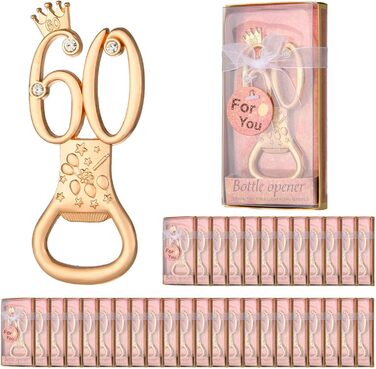 DADEA Bottle Opener for 60th Birthday, Party Favors for 60th Anniversary, Crown Beer Bottle Opener for Birthday Party, Gift, Souvenir, Accessories, 36 Pieces