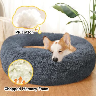 М'яке круглі ліжко для собак та котів, 50 см, рожеве, 80x80x25 см (L x W x H)