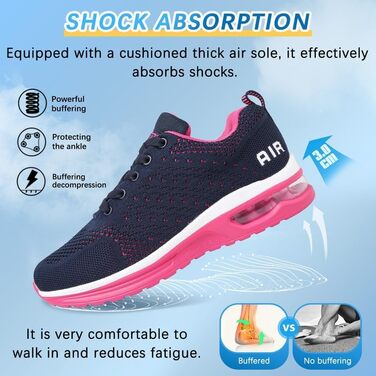 Жіночі кросівки для бігу та фітнесу. Повітряна амортизація, дихаючі матеріали, антиковзання. Розмір 42 EU, блакитно-червоний колір