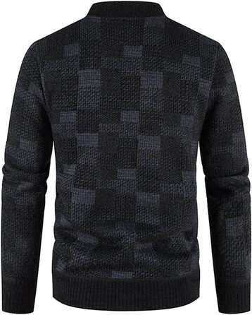 Чоловіча в'язана куртка з кишенями, кардиган з блискавкою Puover, флісова куртка без капюшона, чоловіча спортивна куртка, тепла зимова куртка з в'язаного матеріалу (3XL, темно-синій)