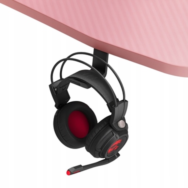 Ігровий комп'ютерний стіл з LED-підсвіткою, сучасне геймерське письмовий стіл, 120 см, рожевий