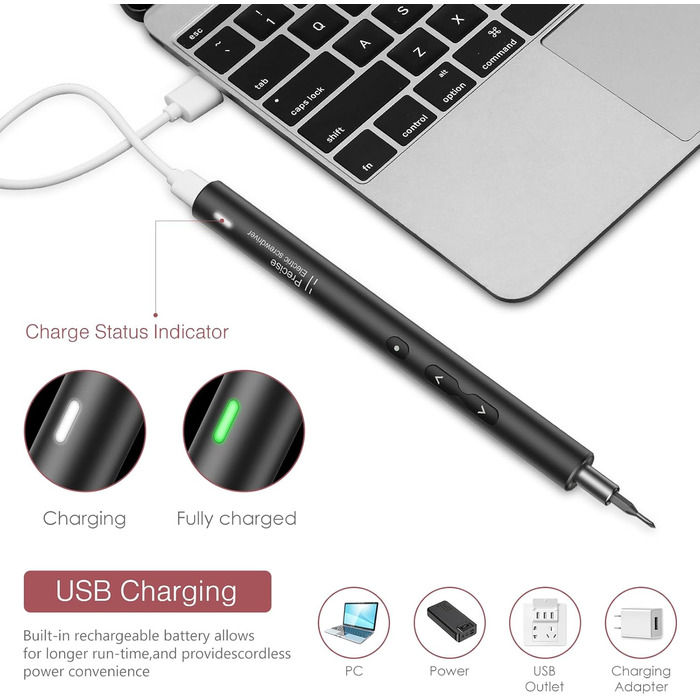 Міні-шуруповерт LOFICOPER 28 в 1: акумуляторний набір з LED, USB-C, 24 біти для ремонту ноутбуків та годинників (чорний)