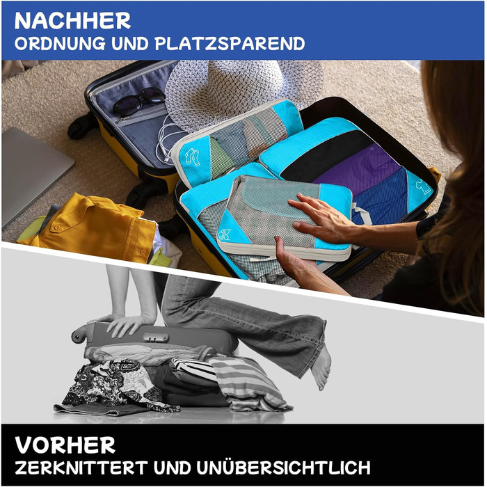 Набір компресійних органайзерів для подорожей 5 шт. (синій) - Куби для валіз, рюкзаків, легкі сумки для зберігання