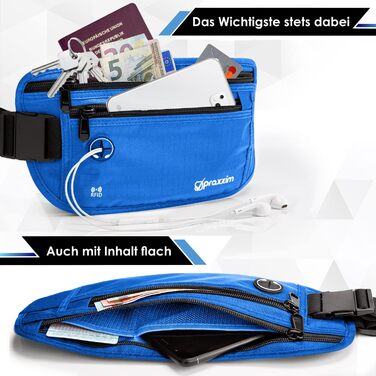Чоловіча та жіноча поясна сумка - ультратонкий дизайн - для телефонів до 7 дюймів - ідеальна для спорту, подорожей та бігу. Стильна синя сумка.