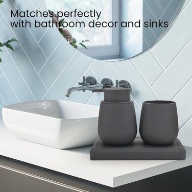 Сучасний набір для ванної кімнати AJEUNGAIN сірого кольору: мильниця, стакан для зубної пасти, піднос. 3 предмети.